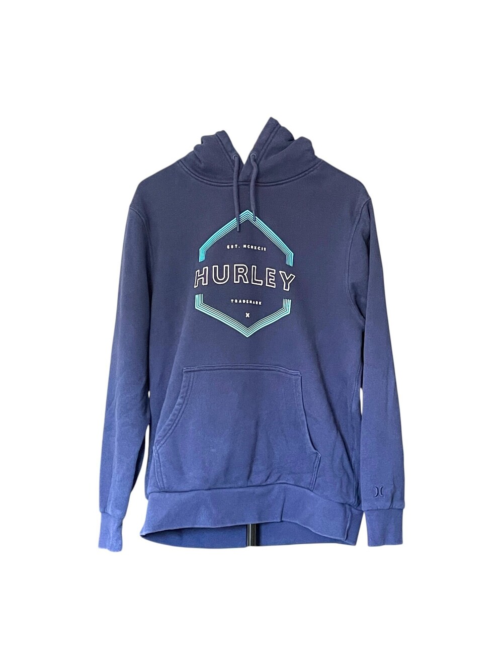 Hurley Mens M Blue Cotton Fleece Pullover Graphic Hoodie